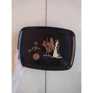 Vtg Couroc Tray 200th Anniversary Monterey California Inlay Coin Cross MCM 70s